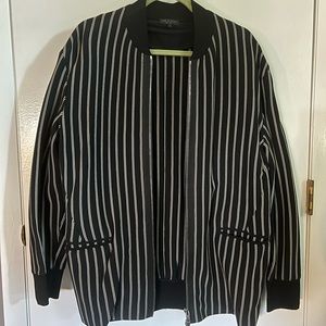 rag & bone Black and White Striped Bomber Jacket